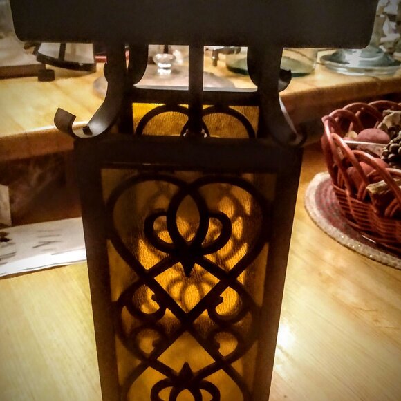 Vintage Spanish Revival Style Metal Ceiling Light with Acrylic/Plastic Panels - Picture 9 of 15